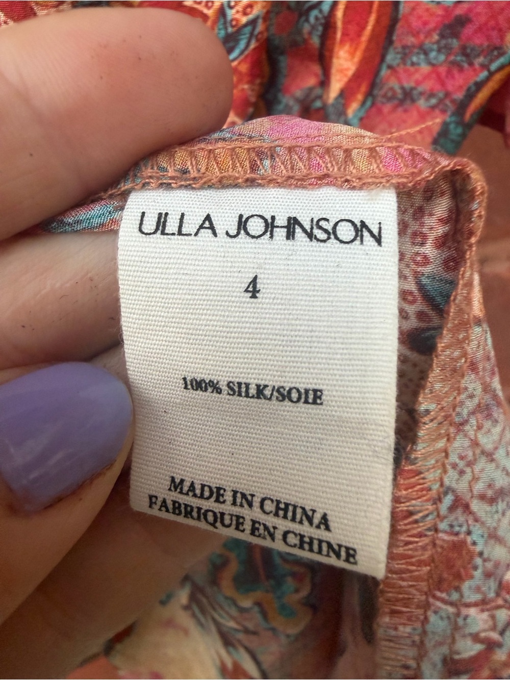 ULLA Johnson Tulip Top Coral Bloom Silk Shirt Ruffle boho chic glam - Picture 5 of 5